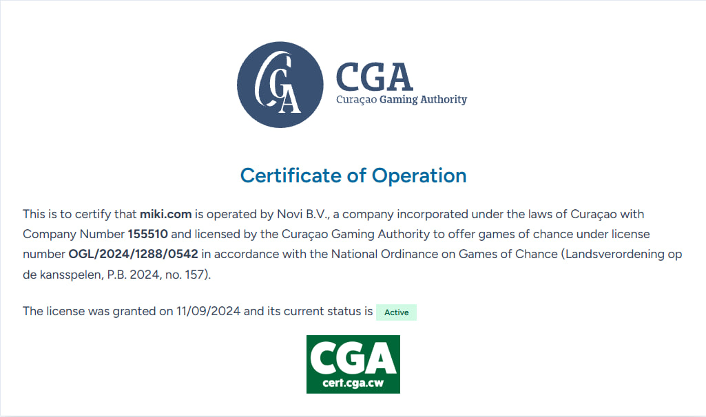 miki casino license